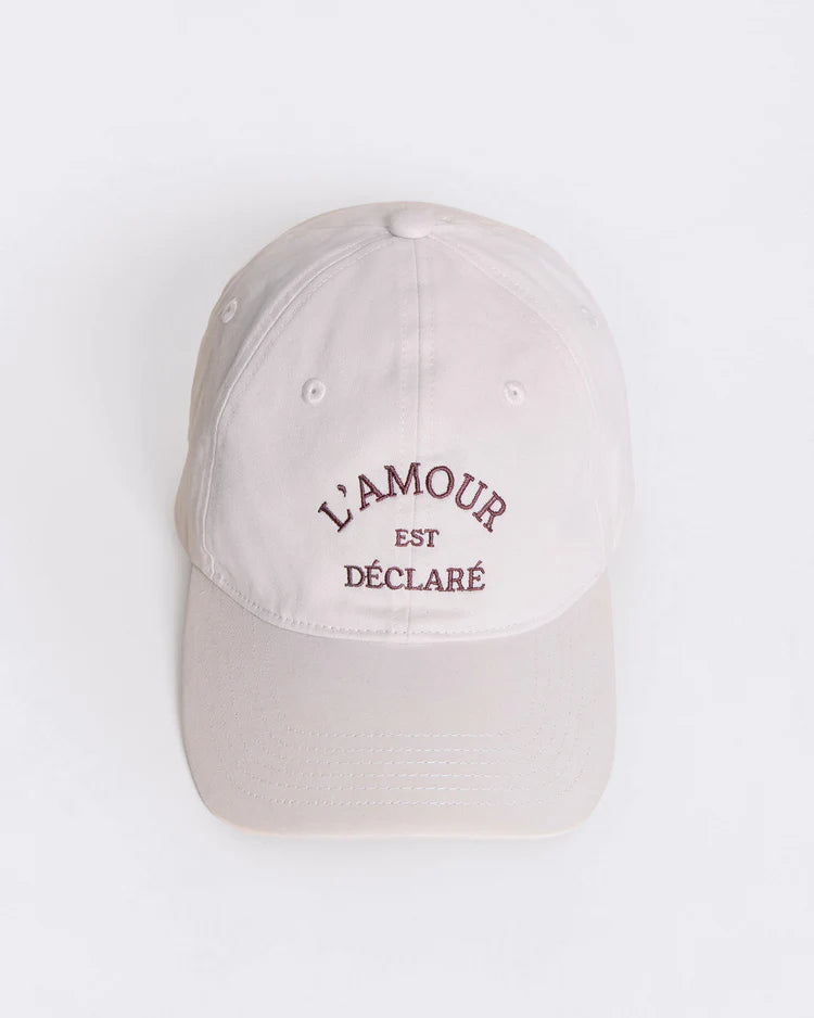 Embroidered cap "Lamour est déclaré" Cream & chocolate