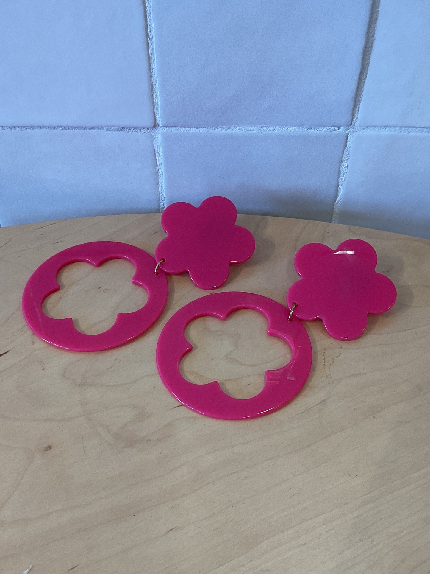 Retro Flower Pink  Earrings