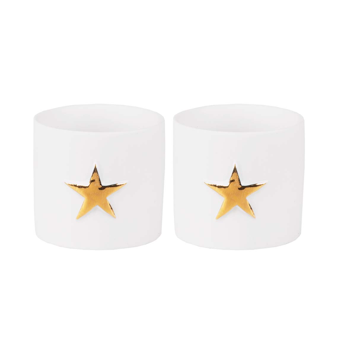 Small starlight set of 2 Tealight Holder gold star porcelain
