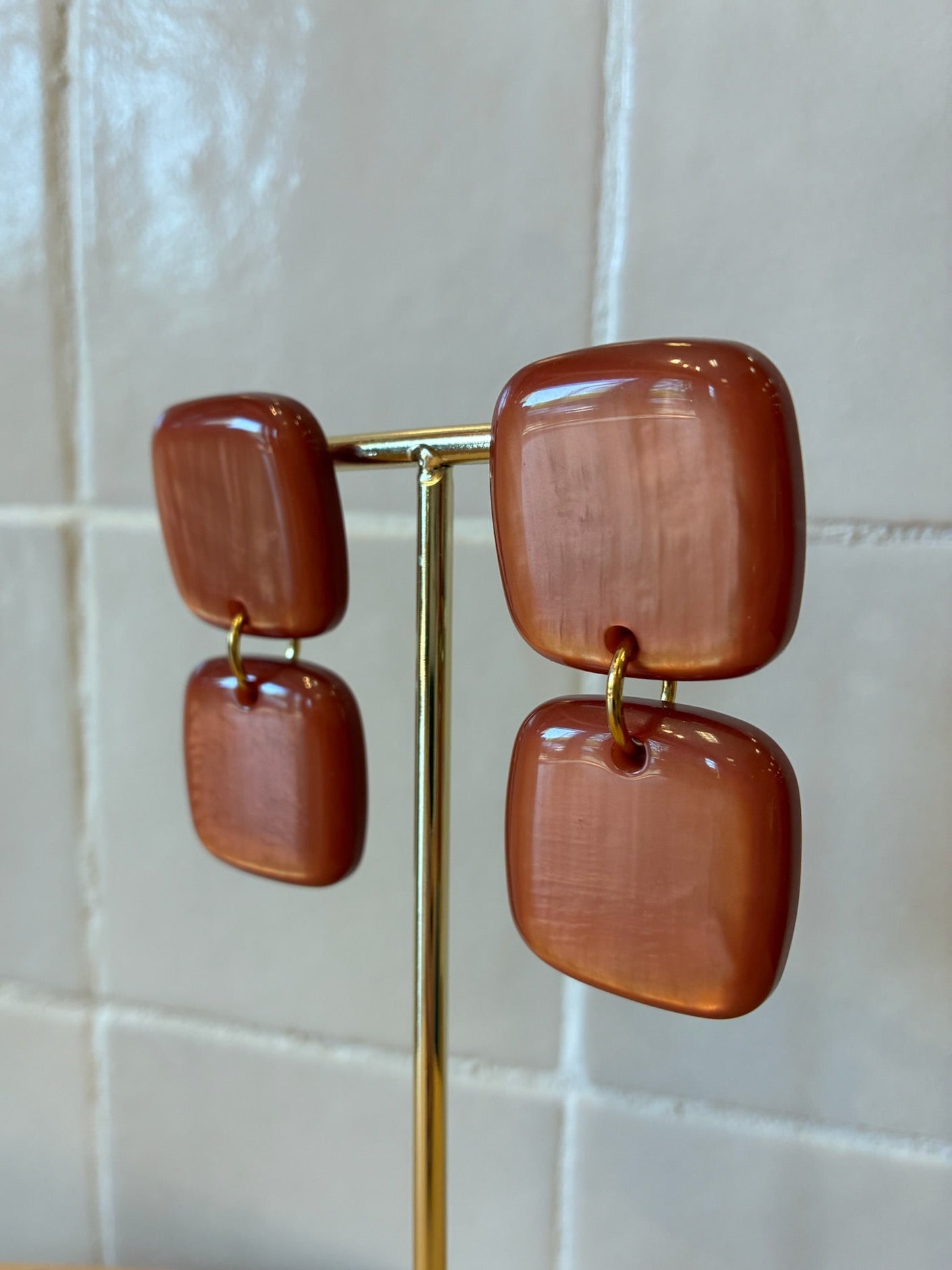 Rio Double Pierced Earrings Terracotta