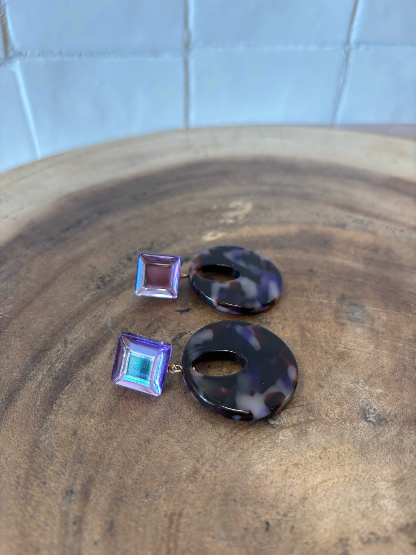 Arnica xs earrings acetate purple & mirror