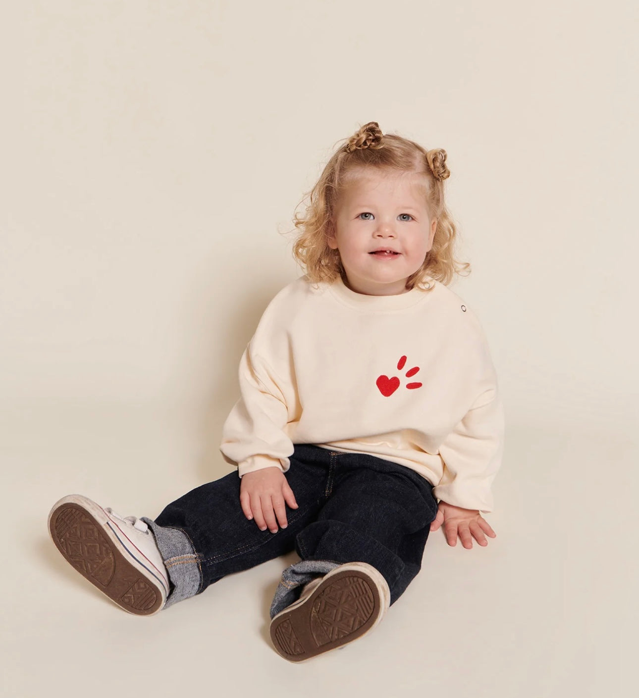 Sam Kids Sweat Cream “L’Amour est déclaré” Embroidered Red