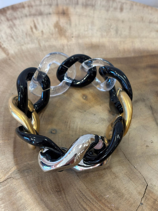 Maille Bracelet Black, gold & silver