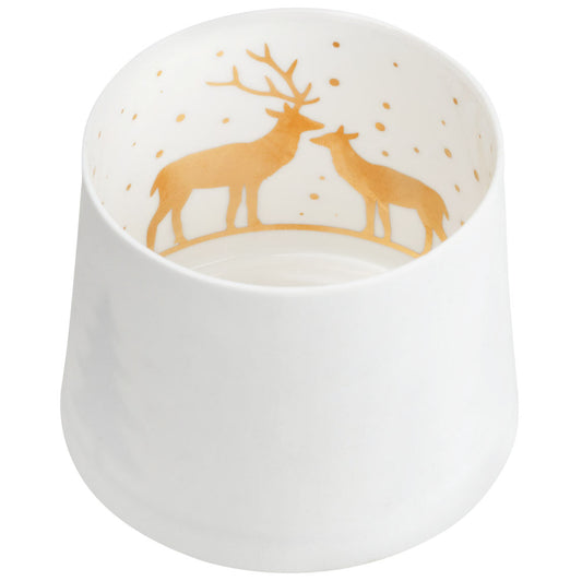 Shadow play reindeer Tealight Holder porcelain