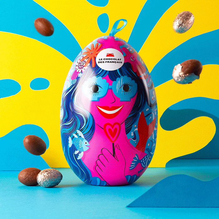 Metal Easter Egg Hazelnuts Praliné & caramel eggs milk chocolate - Le Chocolat des Français