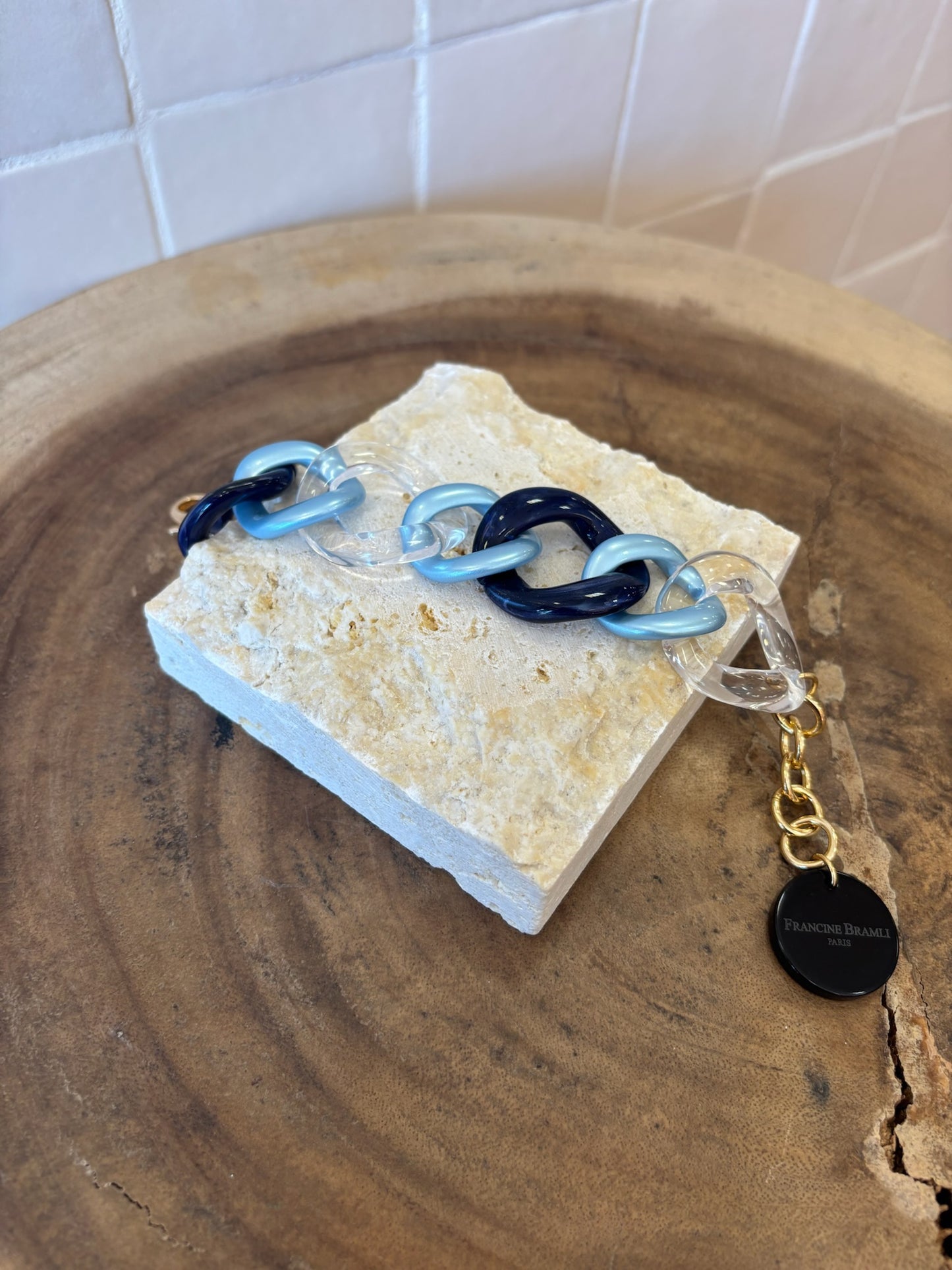 Maille M Bracelet marble Navy, transparent  & light blue