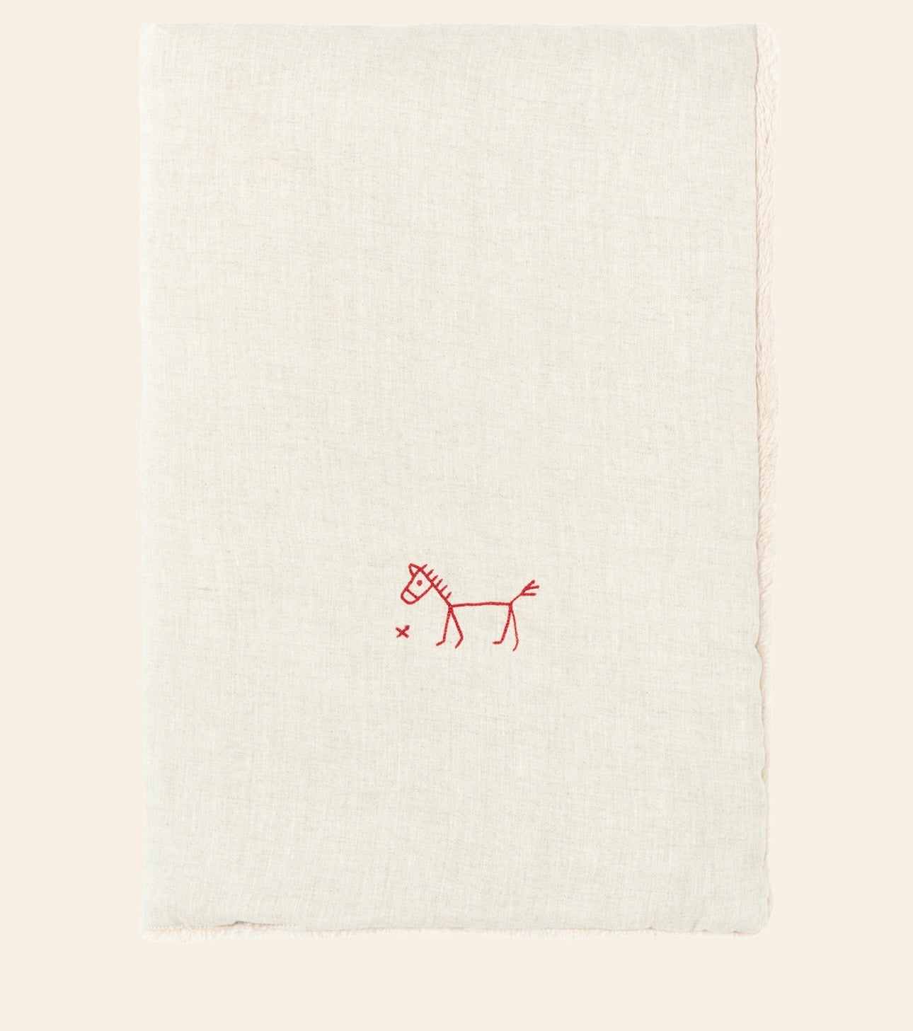 L1N0 Embroid winter blanket french linen - greige
