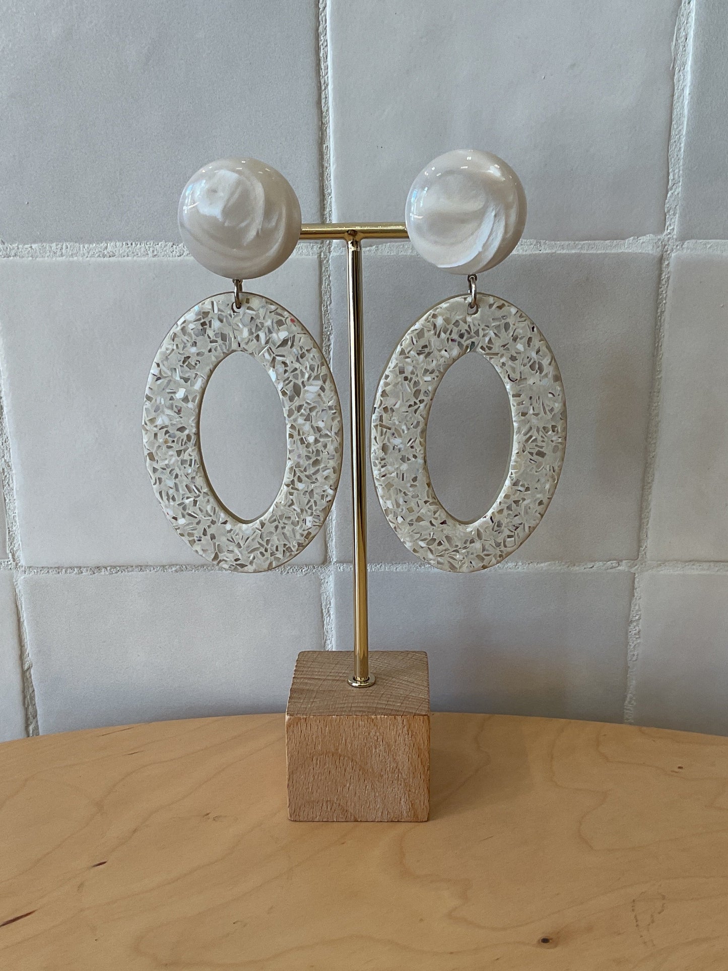 Terrazzo Pierced Earrings White
