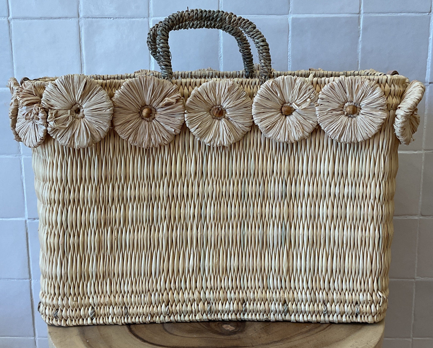 Moroccan Flowers & Wood Bag
