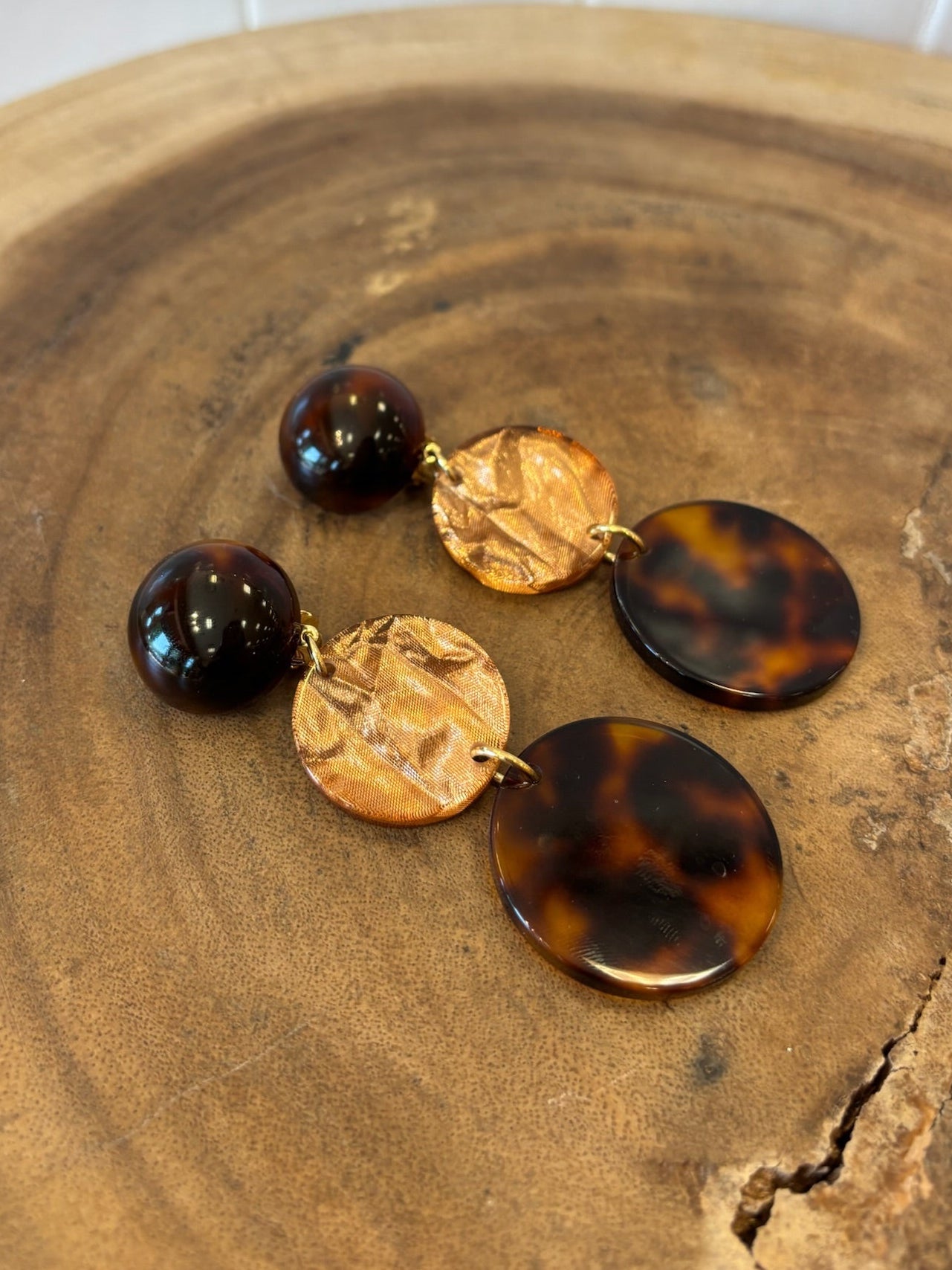 Celastria earrings acetate brown & bronze glitter