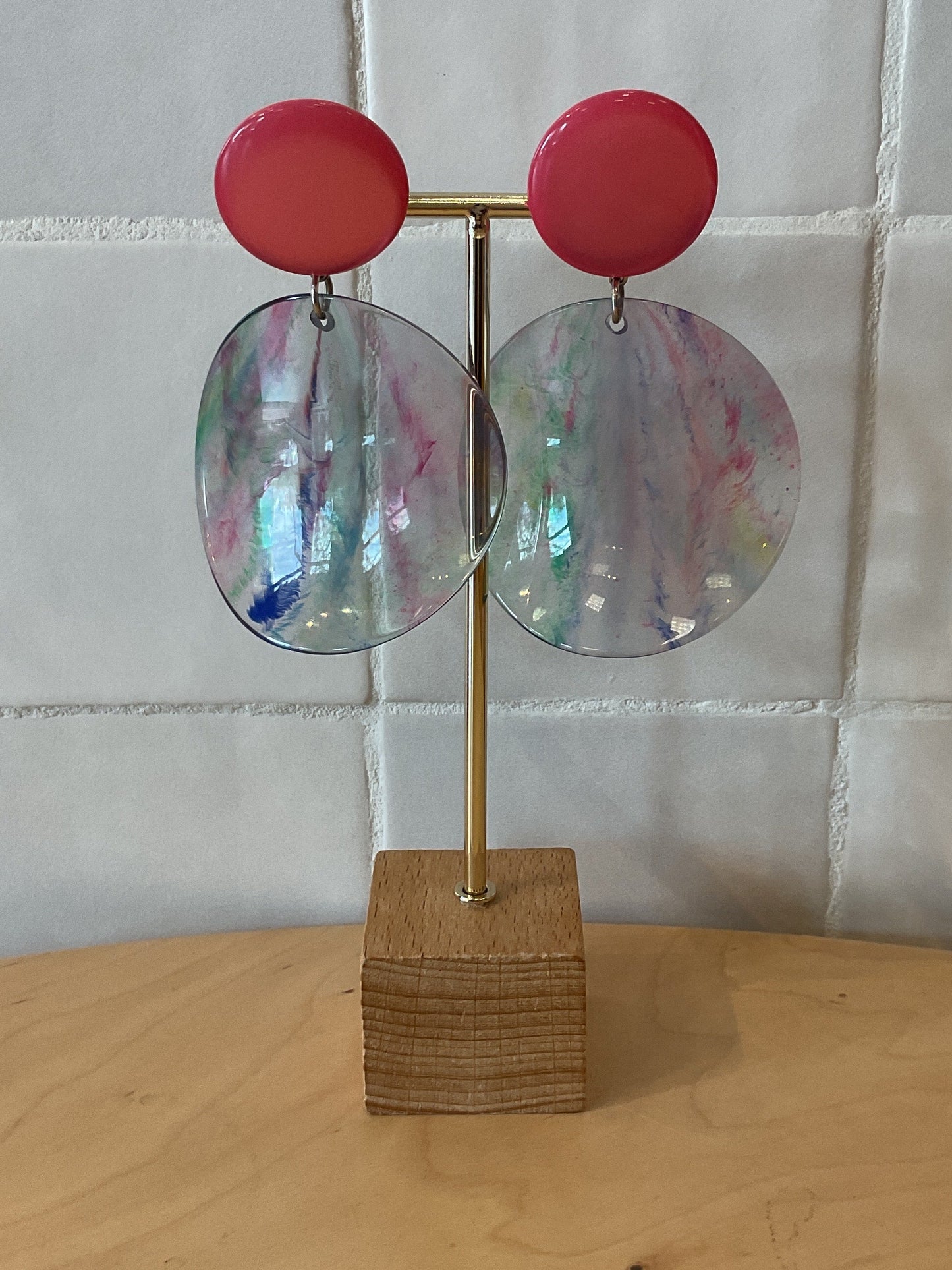 Chips Earrings Pink & Blue