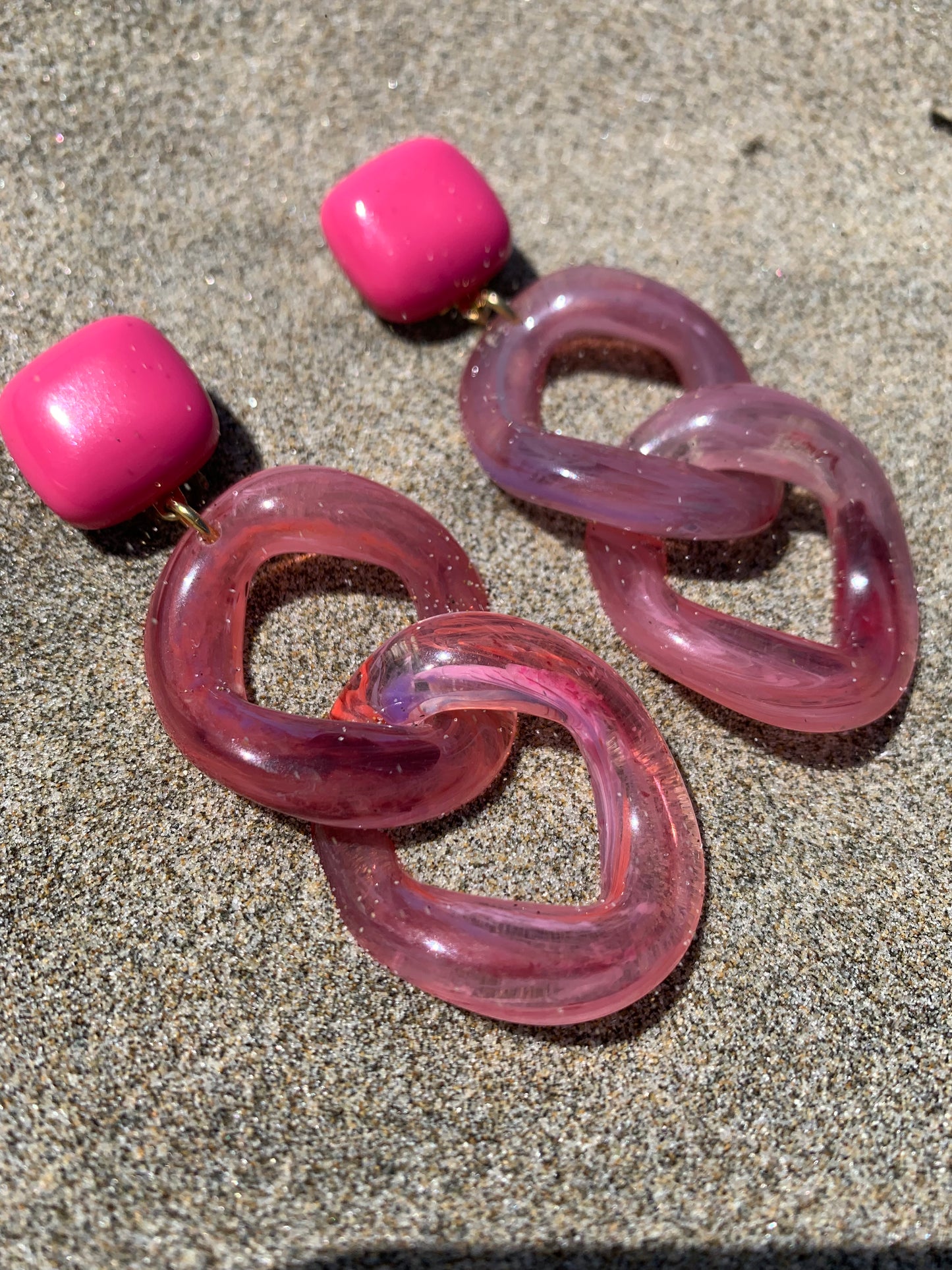 Maille Earrings Marble Transluent Pink