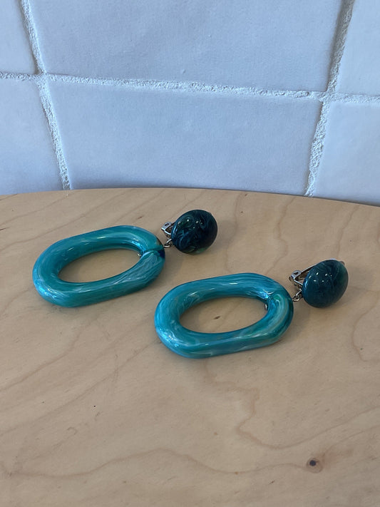 Tara earrings marble blue duck turquoise
