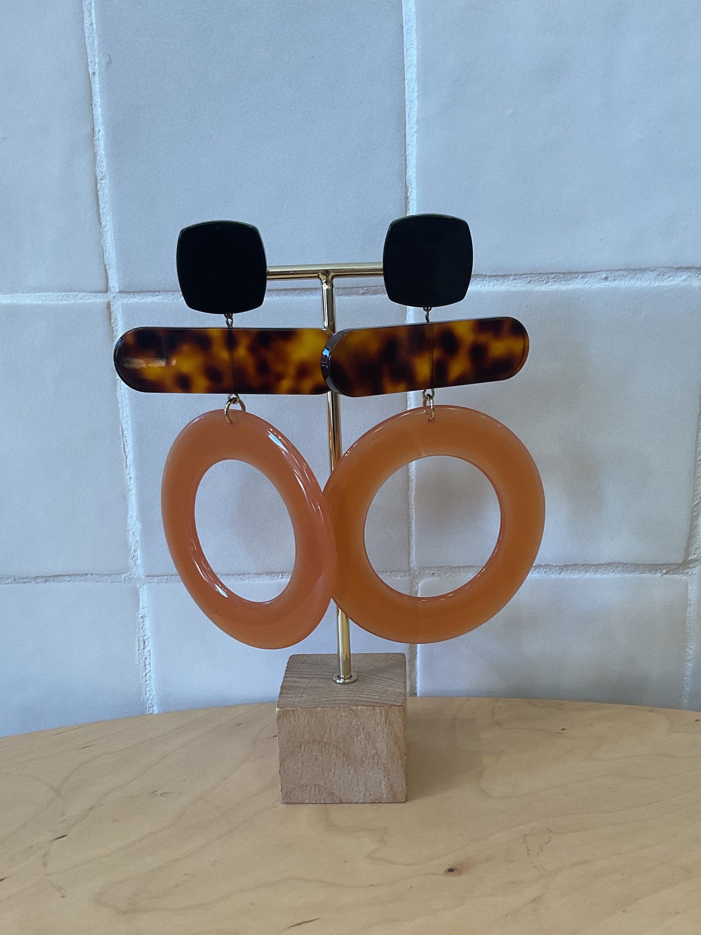 Eugenie Long Earrings Brown Orange