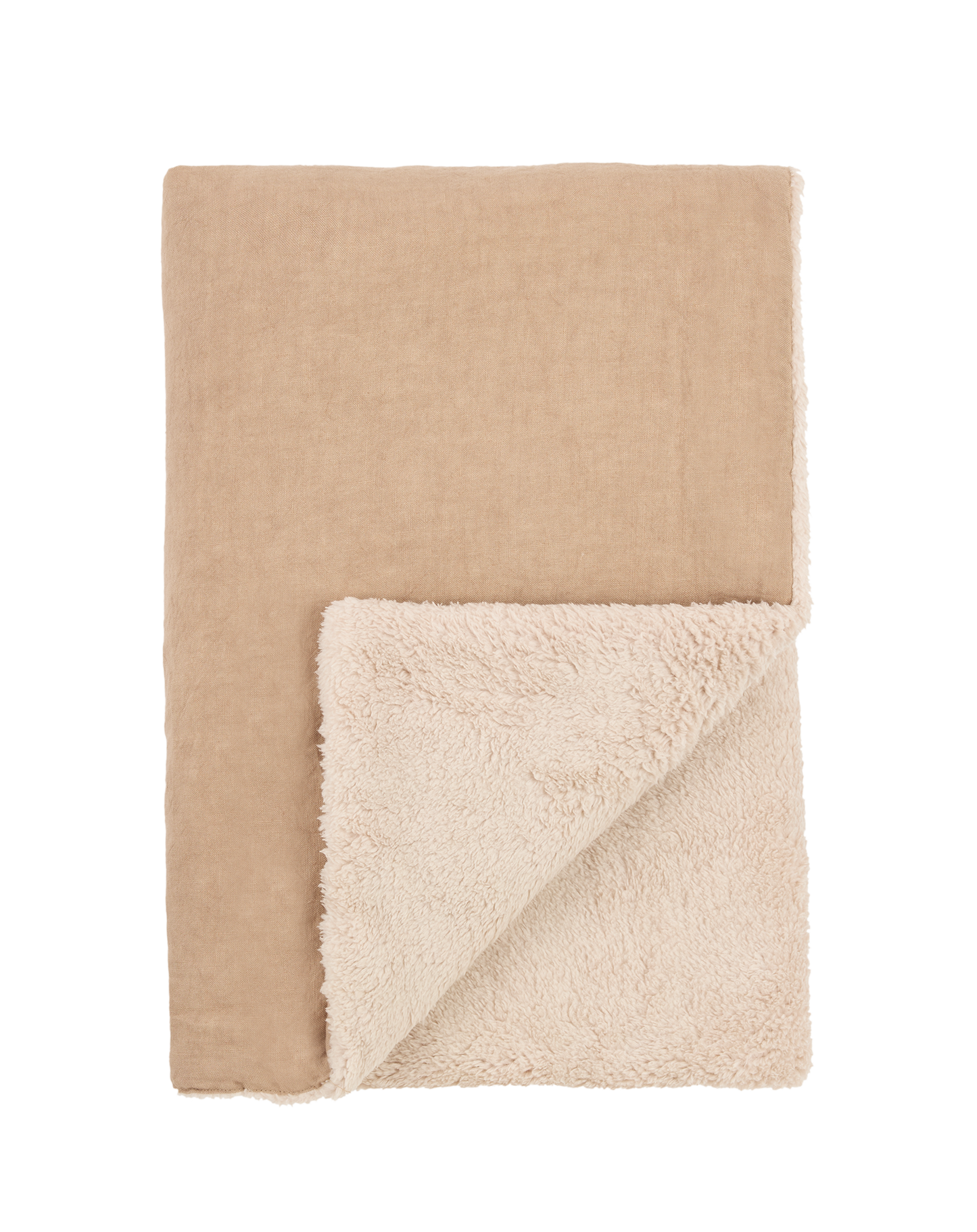 L1N0 Embroid winter blanket french linen - Sesame