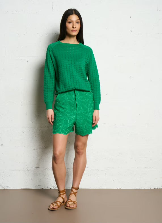 Sonia Embroidered Green Short