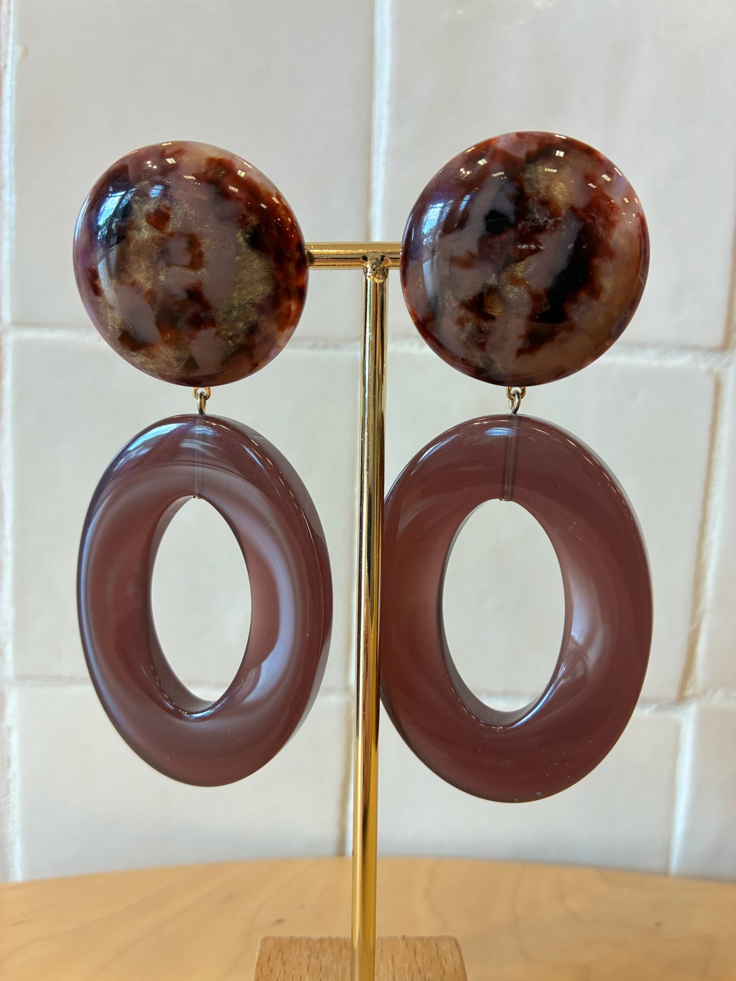 Oria earrings burgundy marble