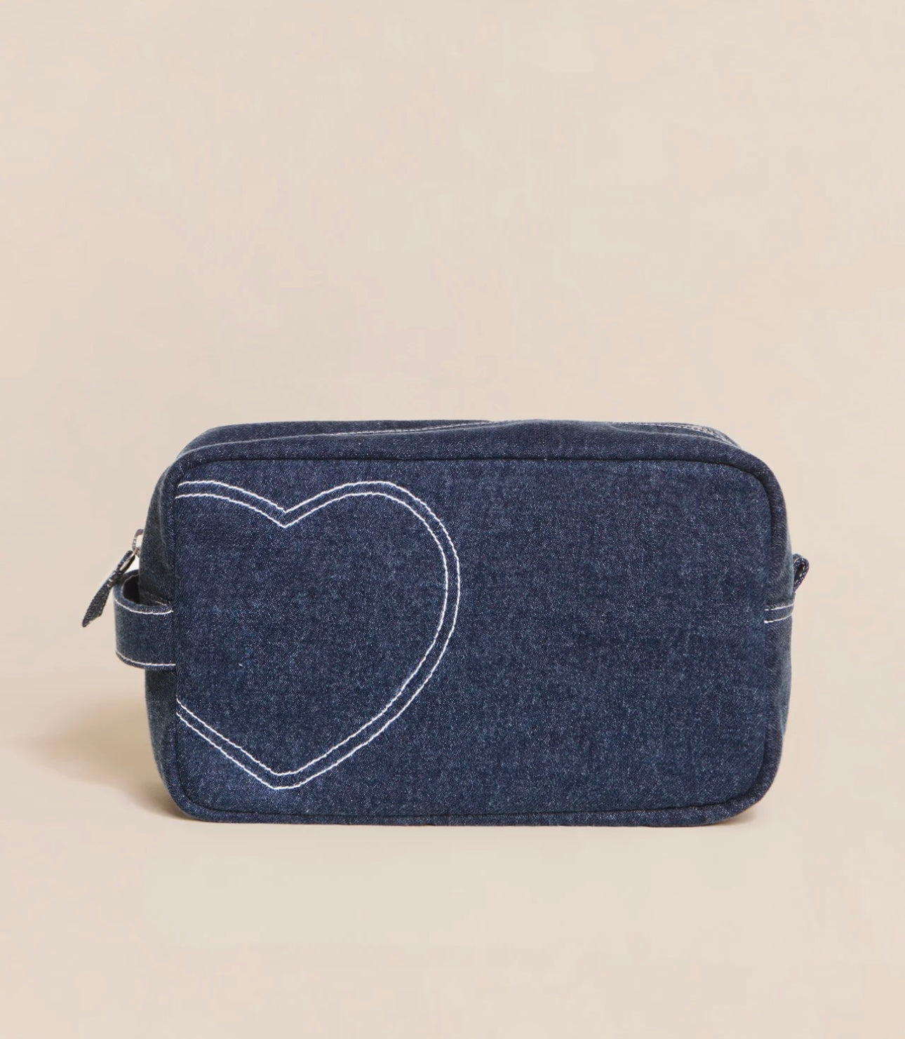Denim Heart Toiletry Bag Blue