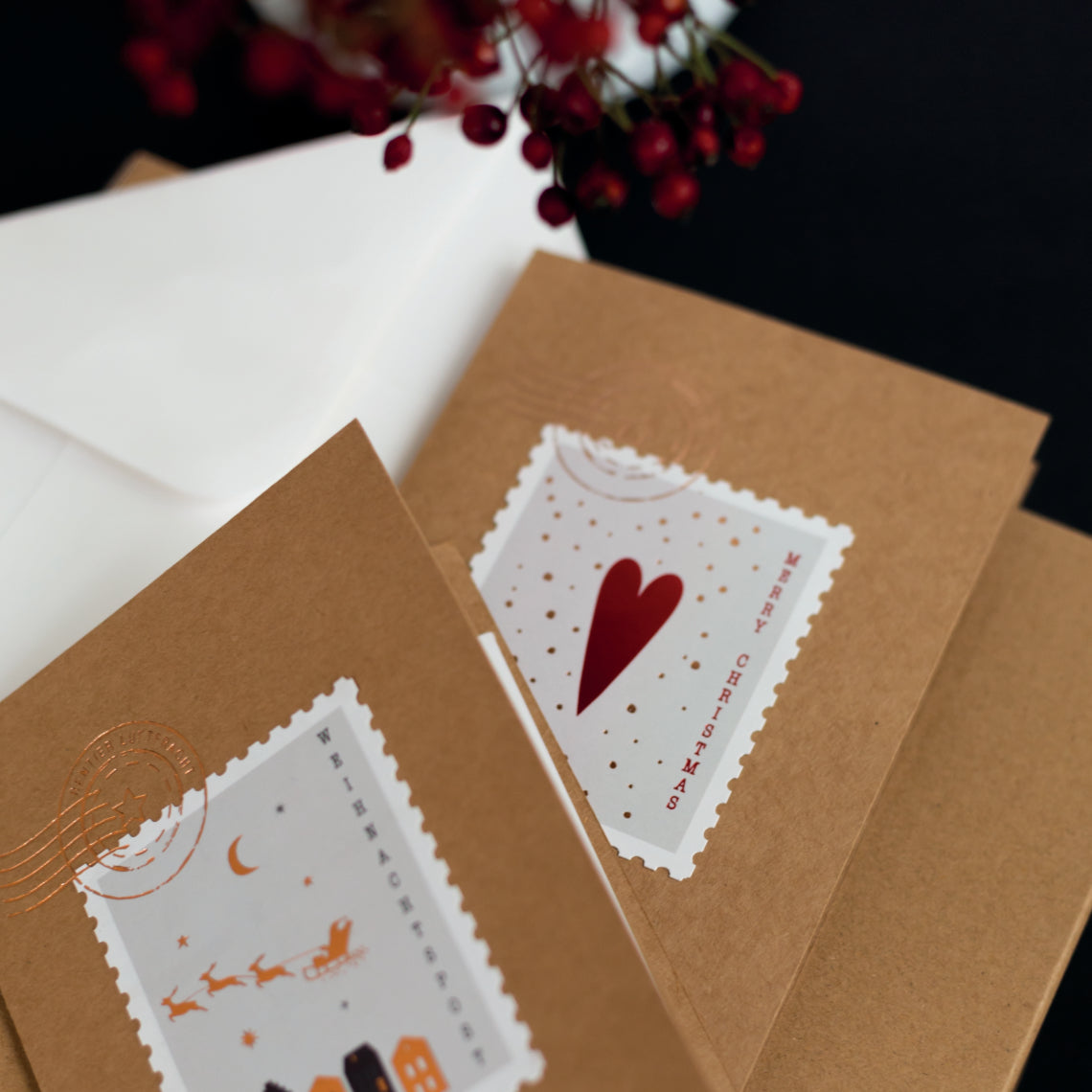 Post stamp Merry Christmas Greetings Card