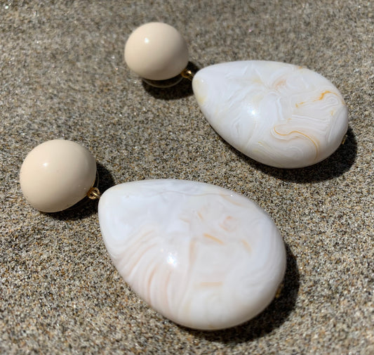 Cuba Earrings Marble Cream Beige
