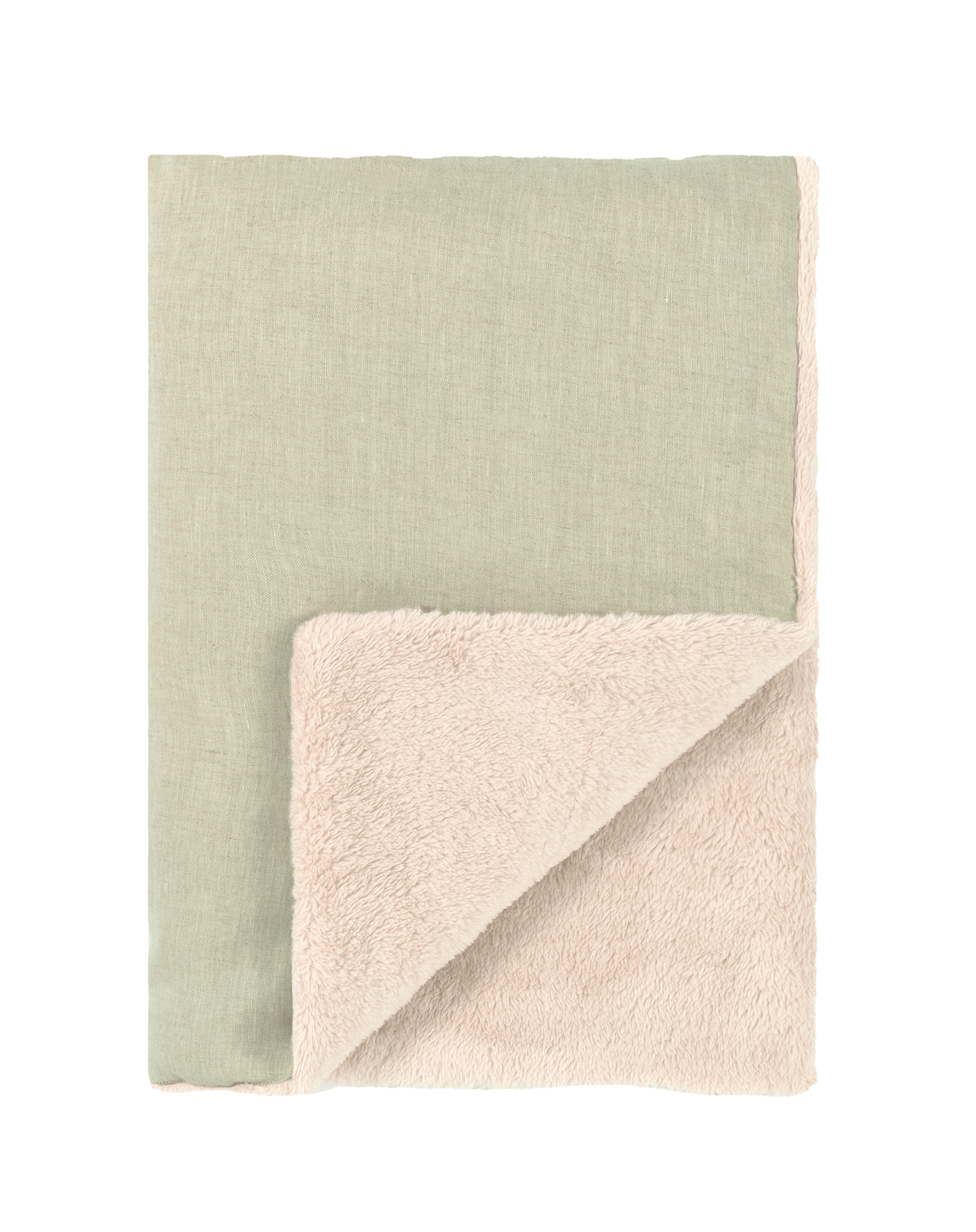 L1N0 Embroid winter blanket french linen - green matcha