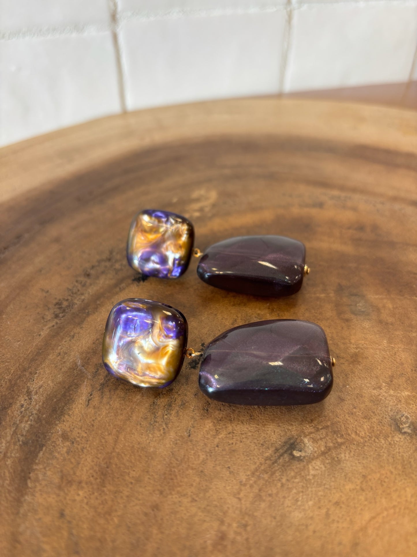 Galaxy earrings purple green