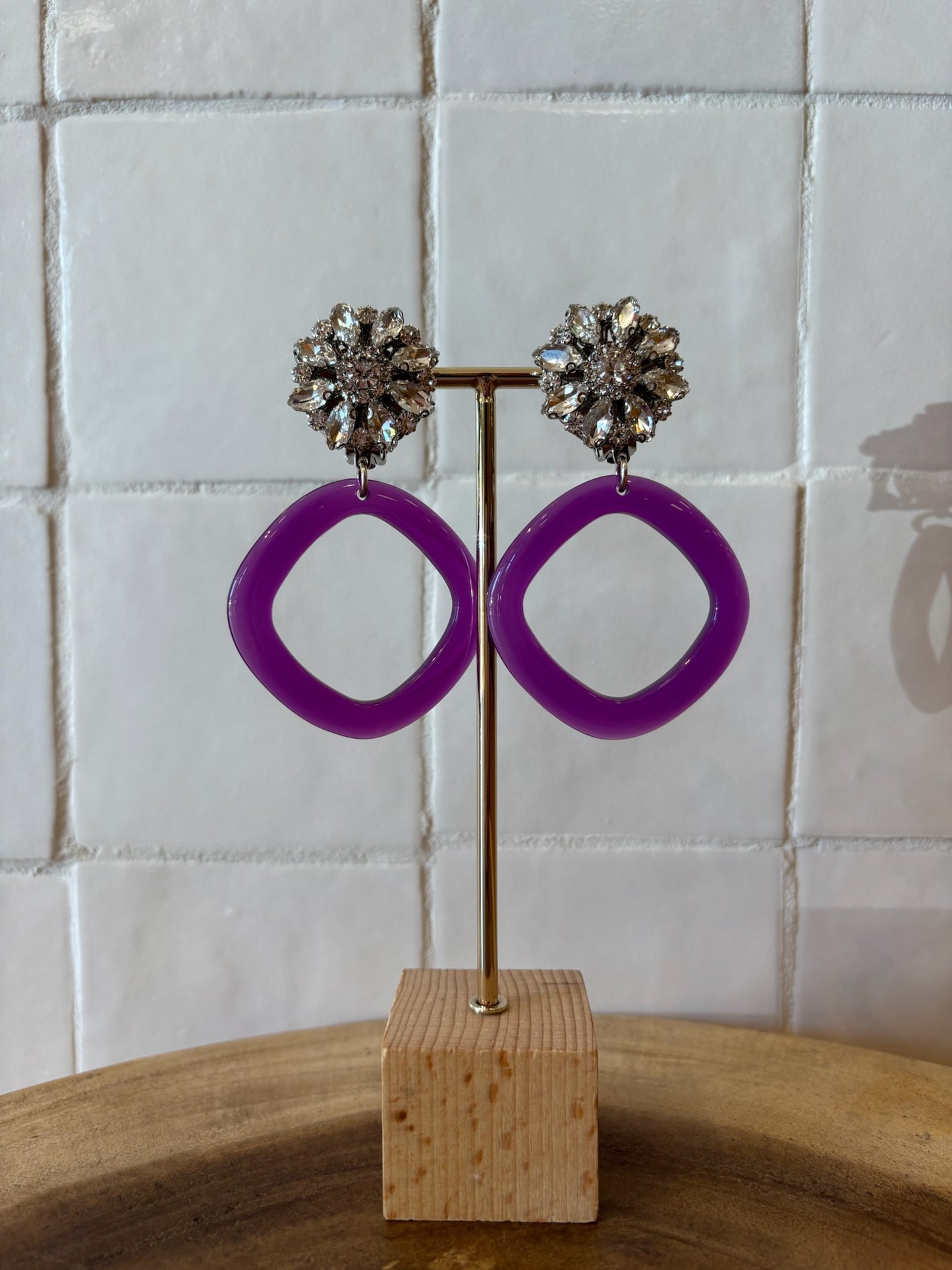 Elisa earrings purple and crystal