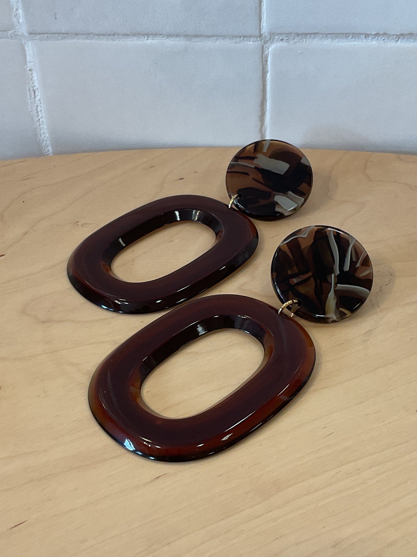 Tahira XL Transparent brown earrings