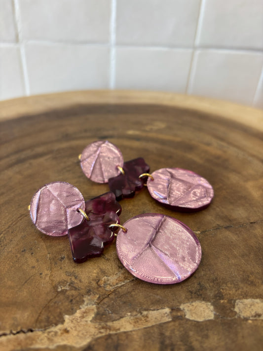Noumea earrings burgundy glitter pink