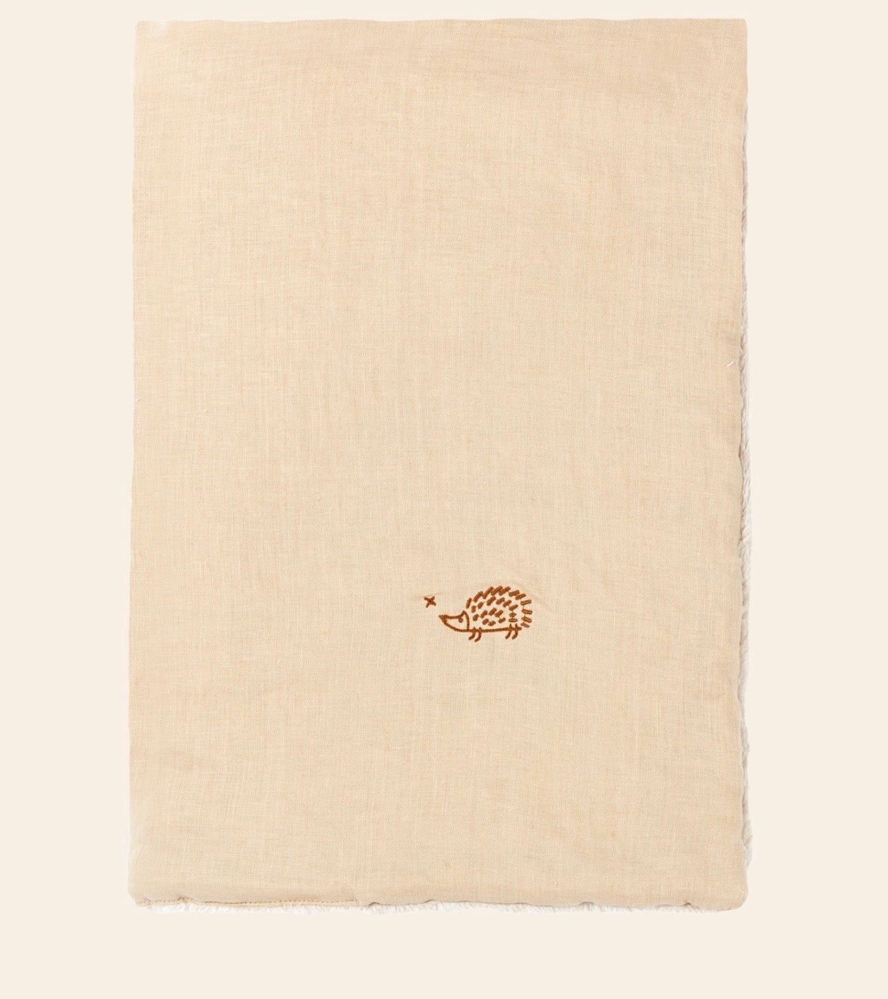 L1N0 Embroid winter blanket french linen - Sand