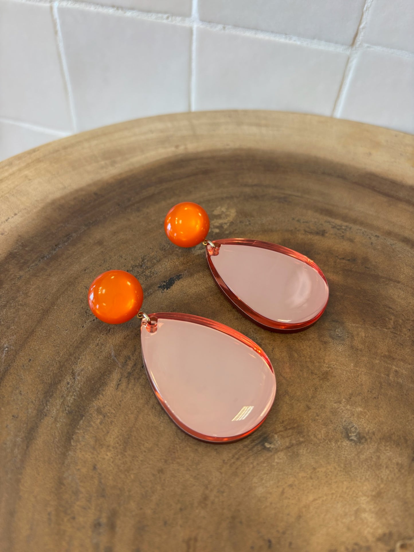 Miroir Pierced Earrings Orange