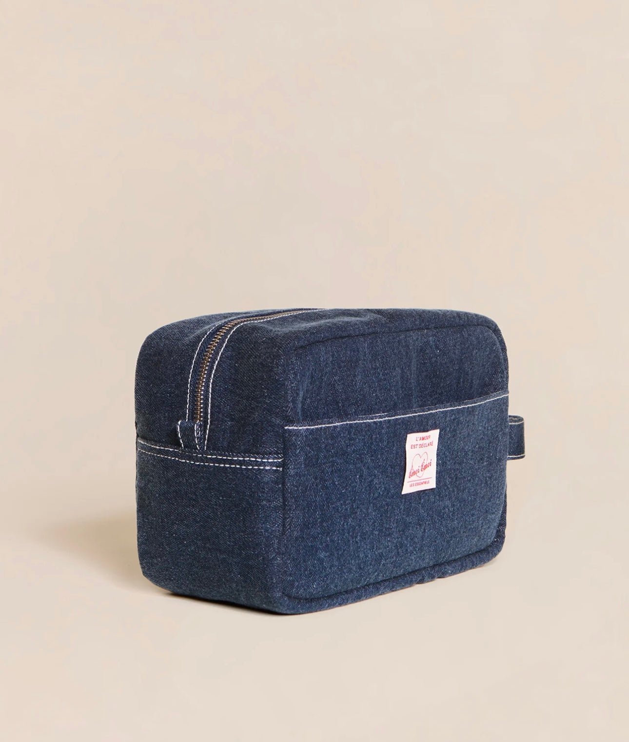 Denim Heart Toiletry Bag Blue