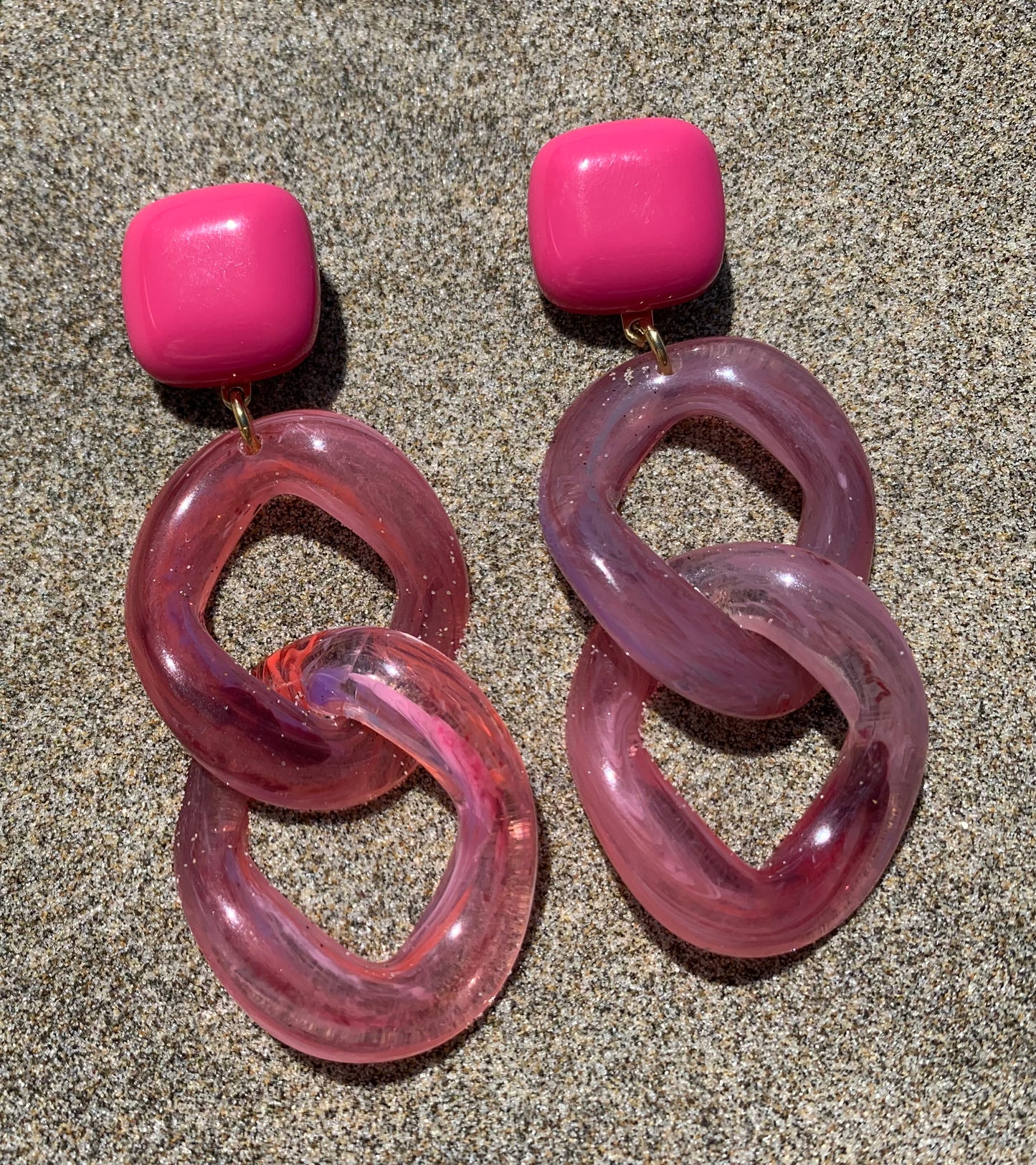 Maille Earrings Marble Transluent Pink