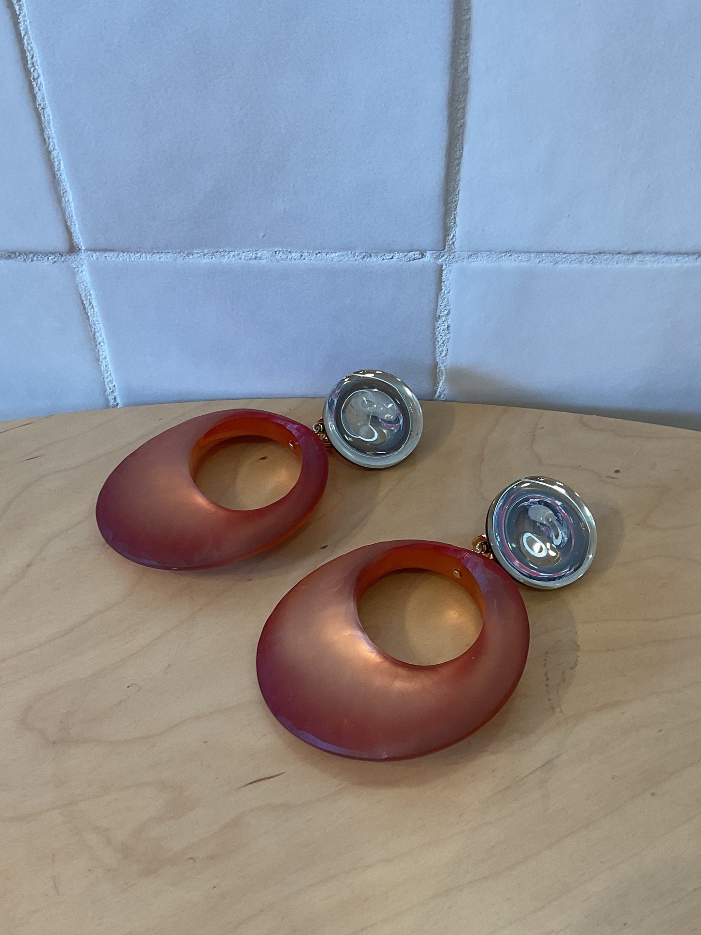 Lambi earrings orange & mirror