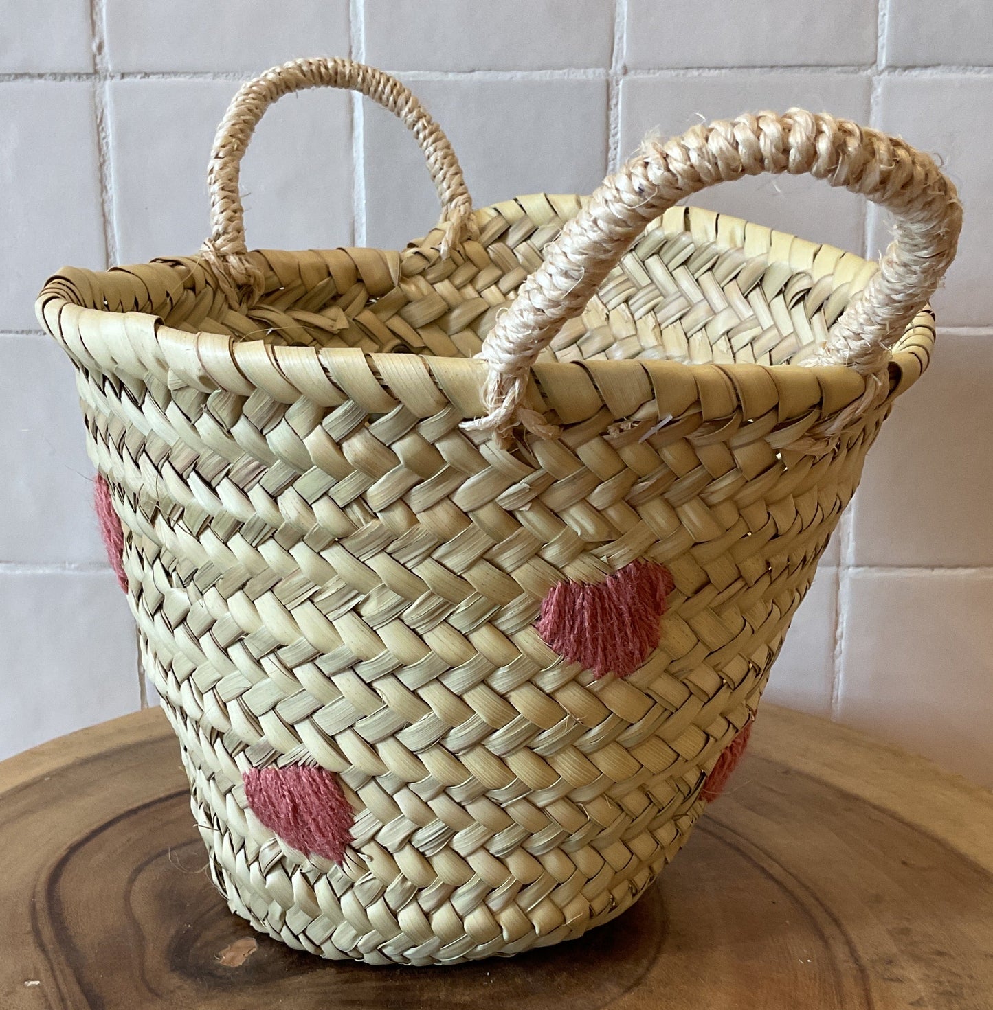 Moroccan Basket Bag All Hearts