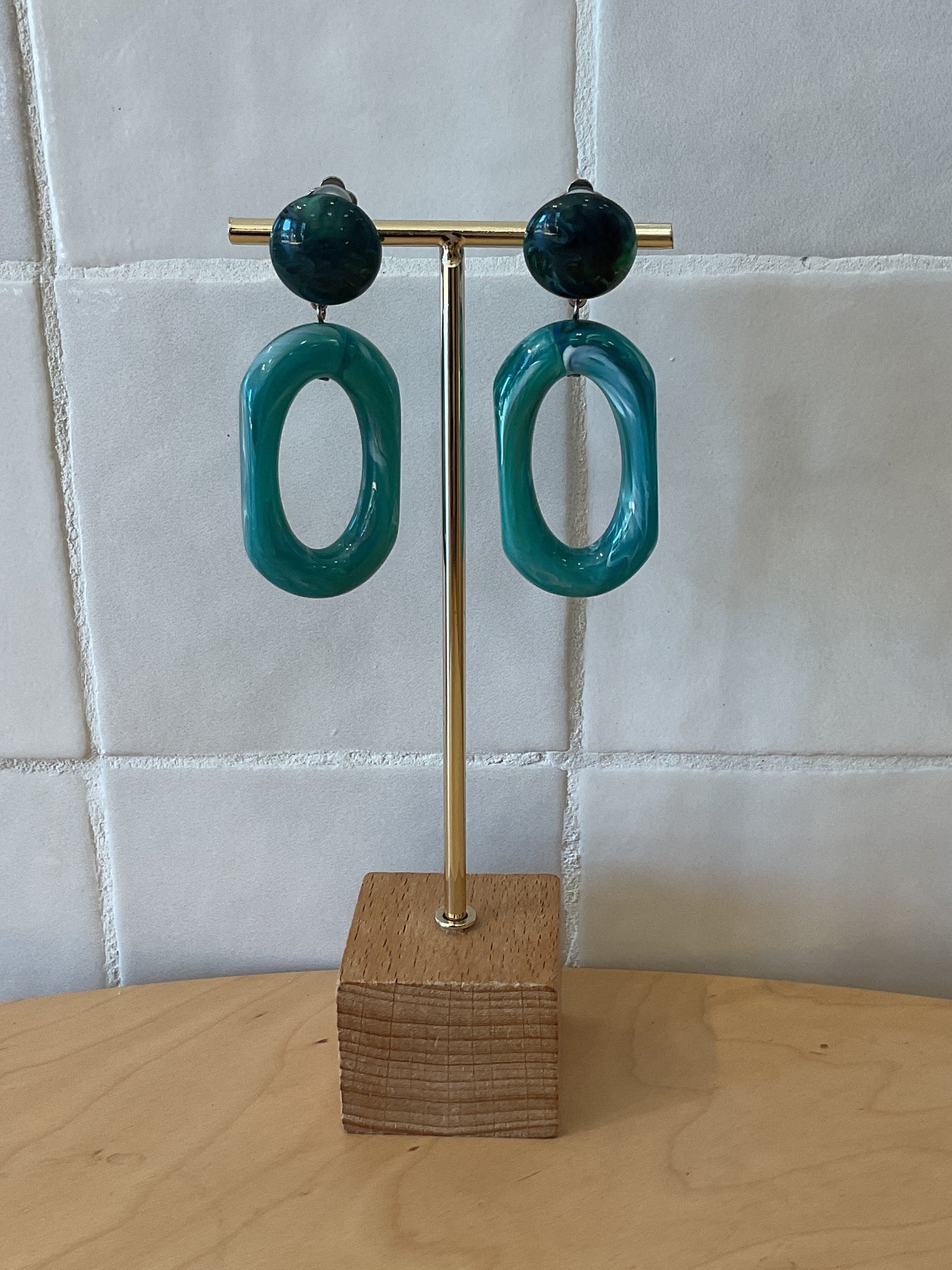 Tara earrings marble blue duck turquoise