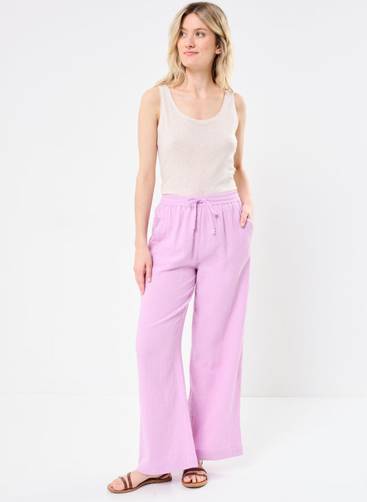 Palmy Gauze Cotton Pants Pink