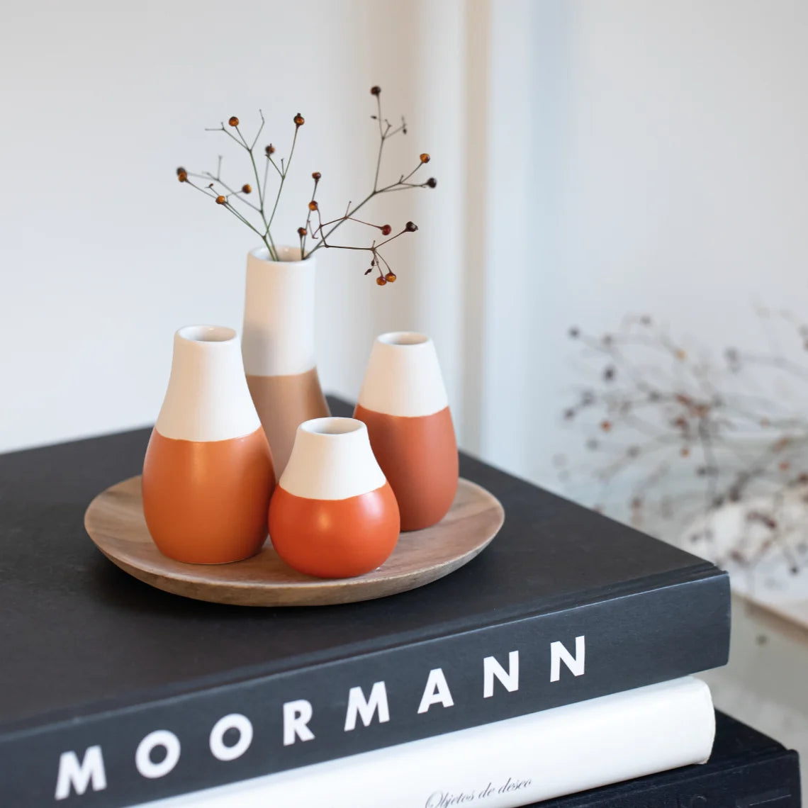 Porcelain Shades Earth Tones Mini Vases - Set Of 4 - R16610