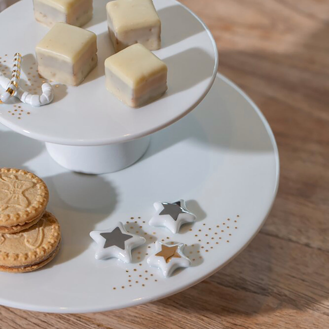Large Elevated Christmas Cake stand Porcelain