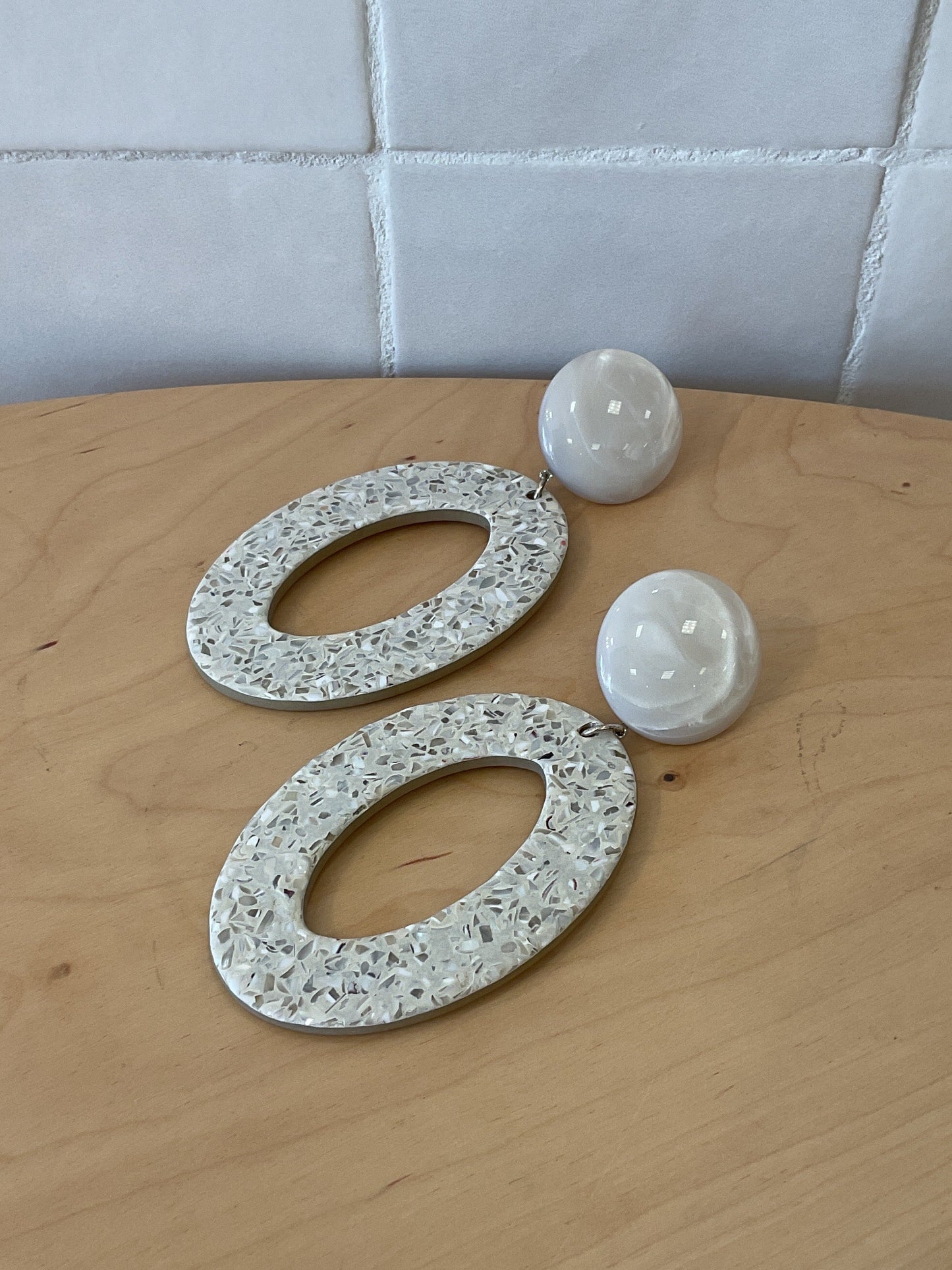 Terrazzo Pierced Earrings White