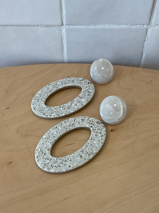 Terrazzo Pierced Earrings White