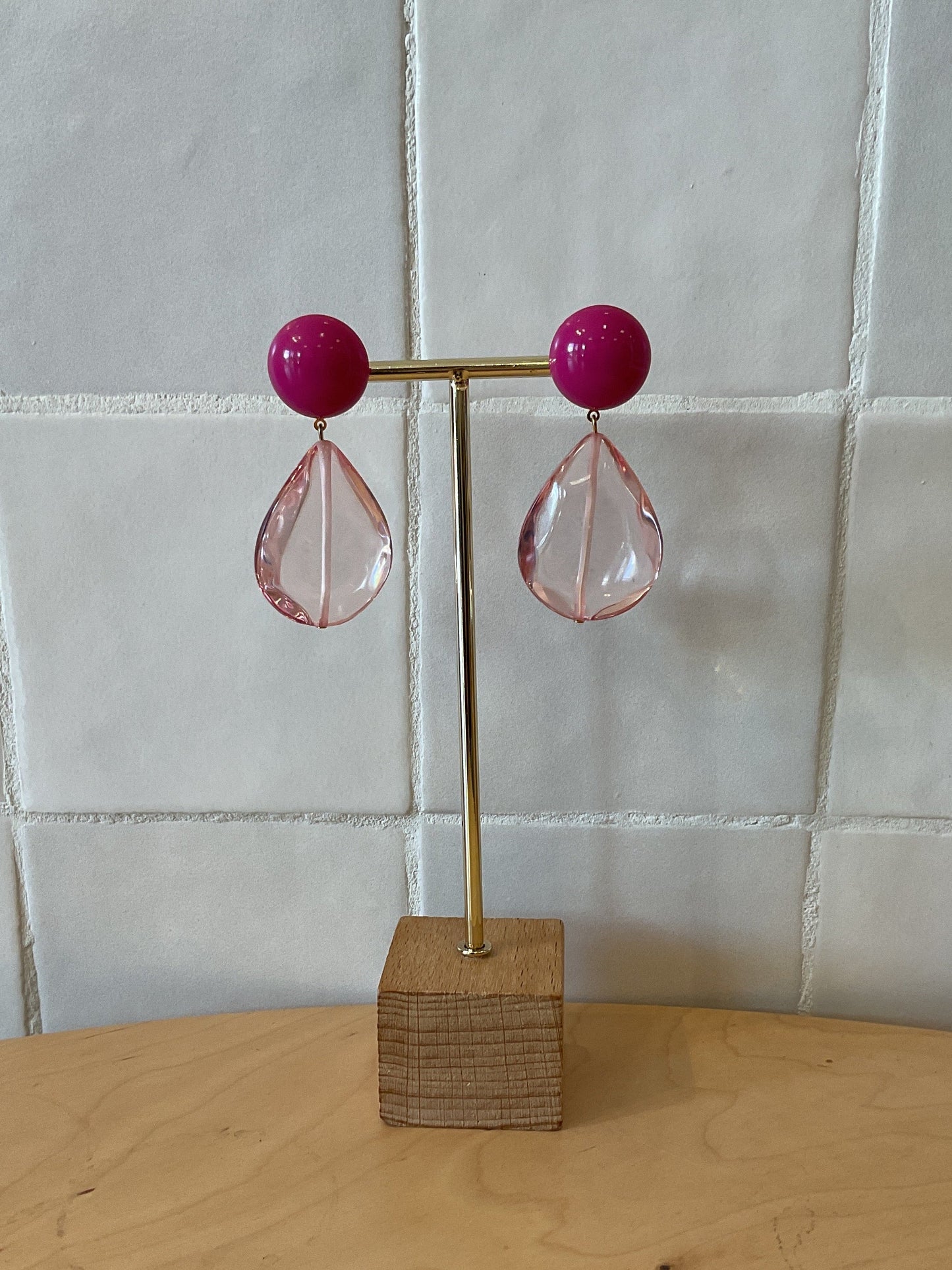 Cuba Pierced Earrings Transparent Pink