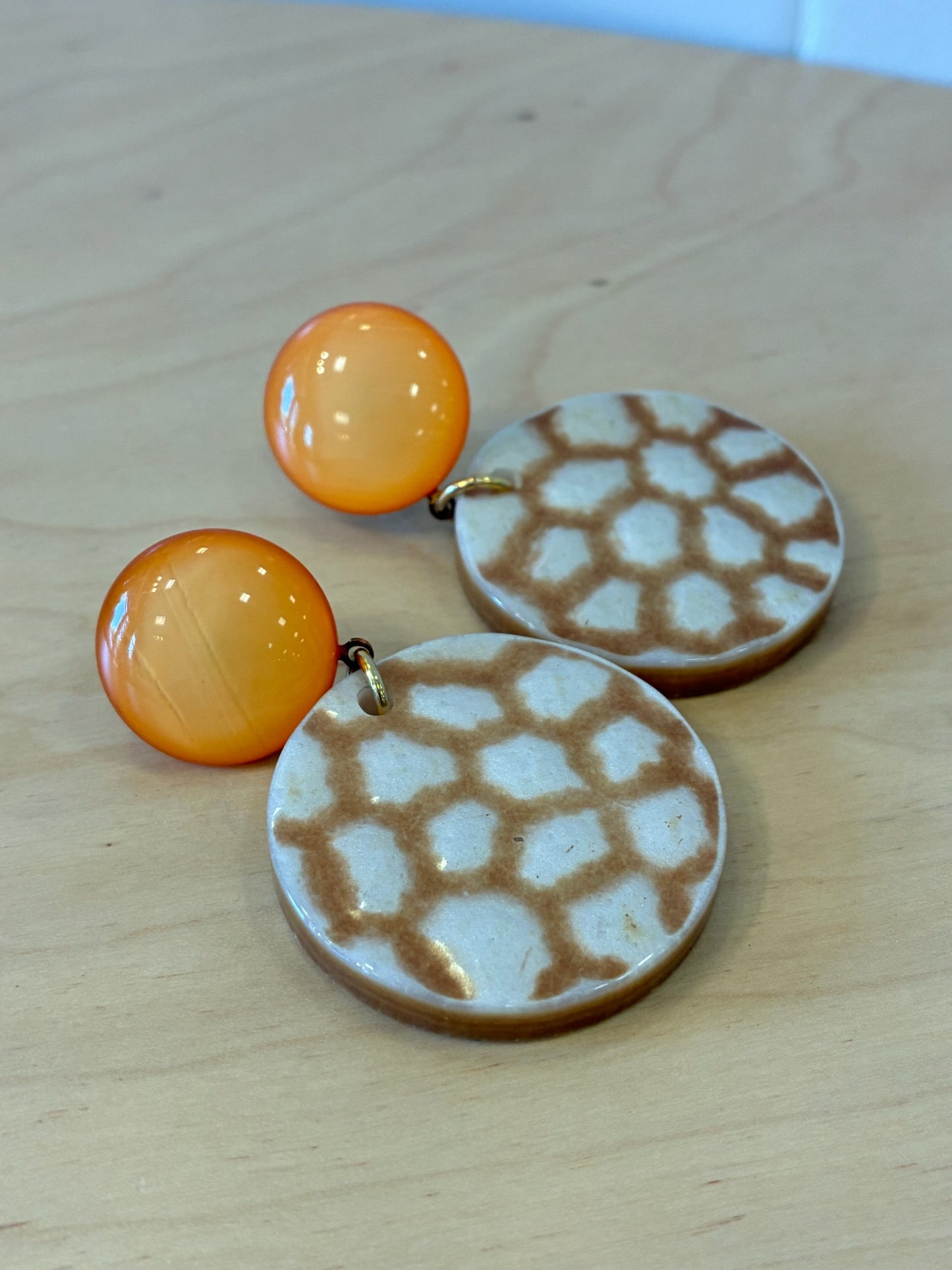 Lia Pierced Earrings Orange & Terracotta