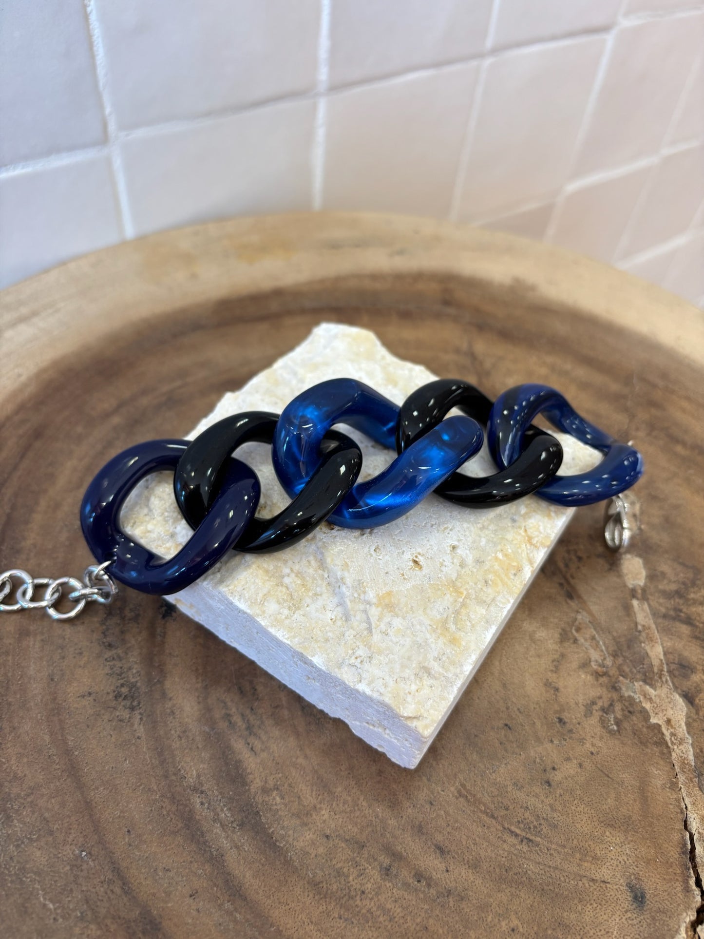 Maille Bracelet Navy, Royal blue Givré & black