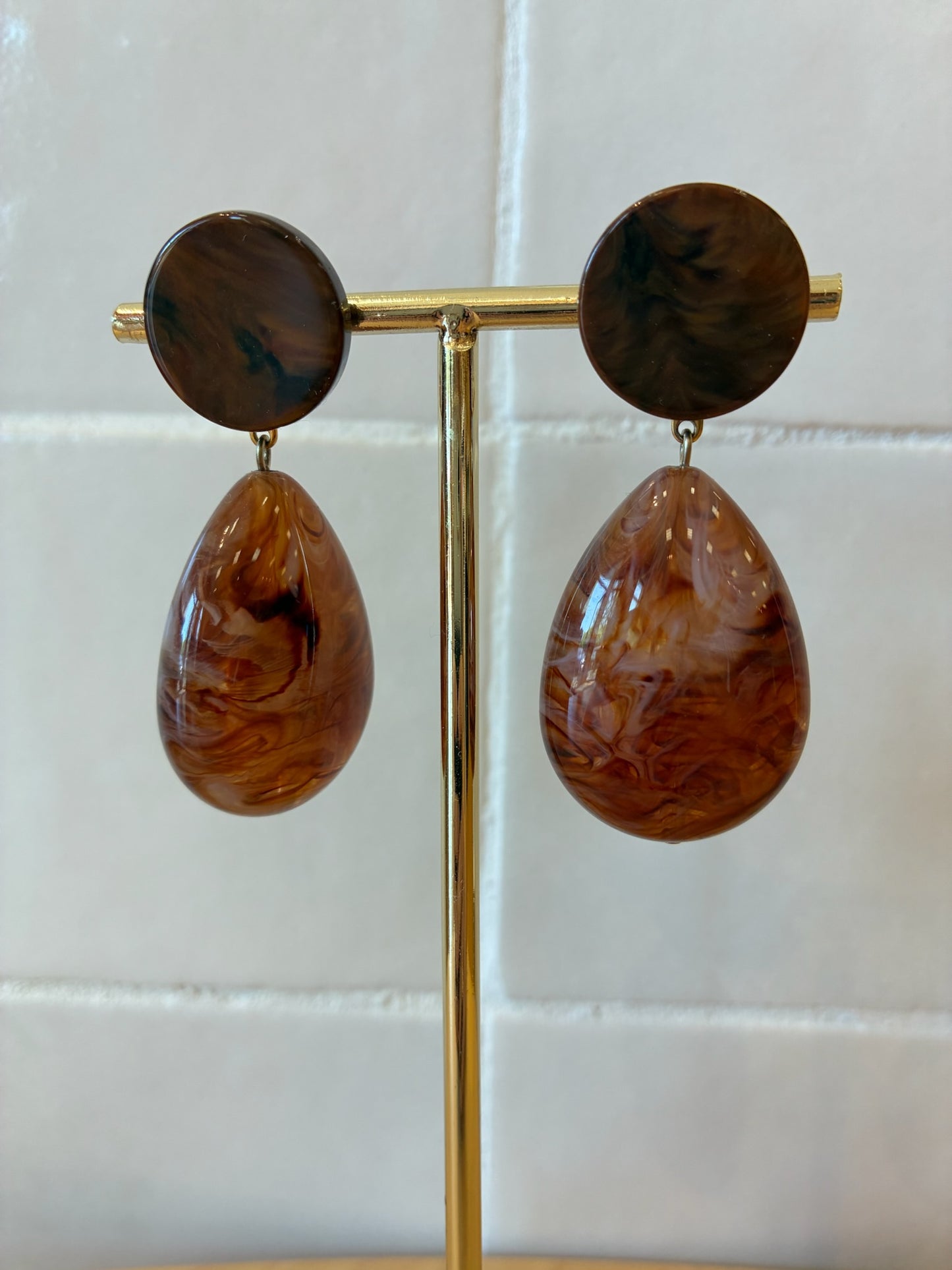 Cuba Earrings Marble brown transparent