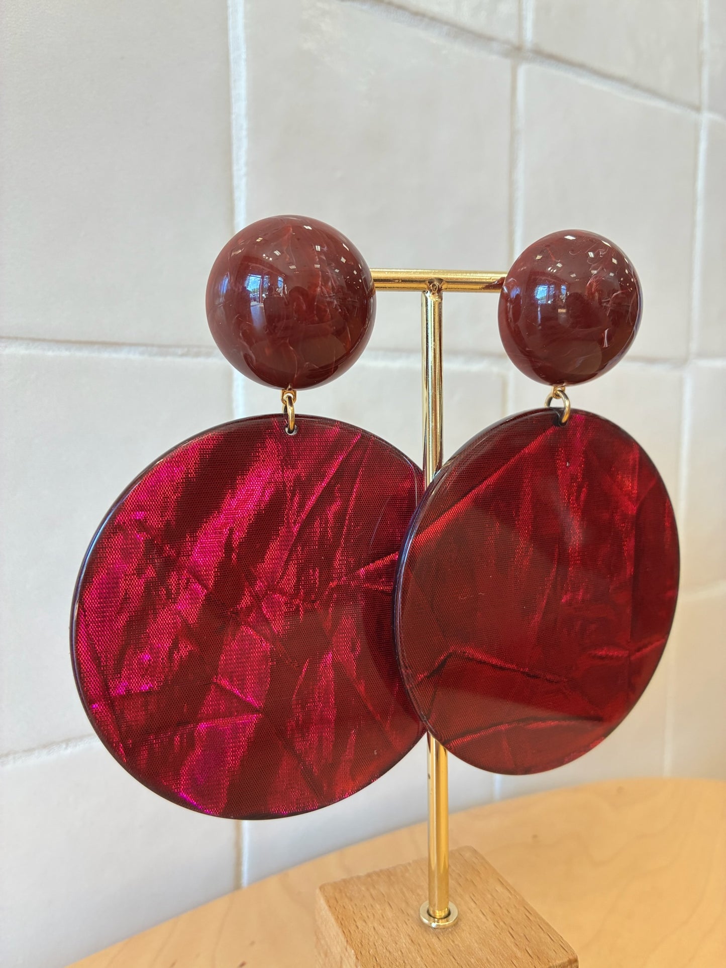 Parma XL earrings burgundy glitter