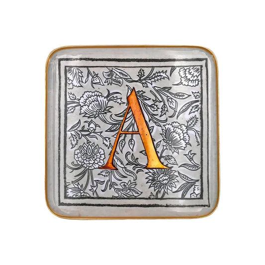 Quatro Tray Enluminure Letter A Linen - Boncoeurs