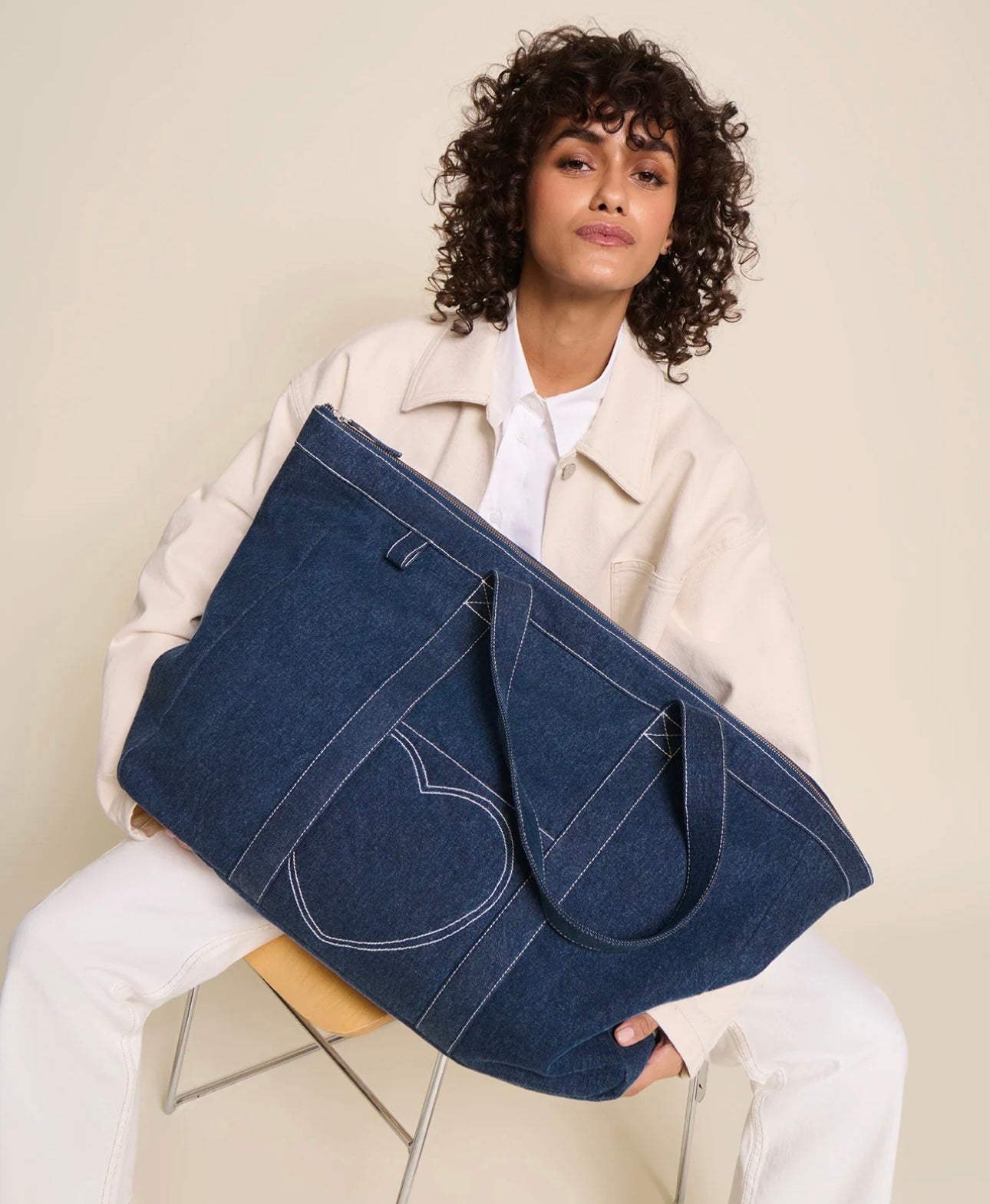 Extra-Large Tote Bag Denim Blue