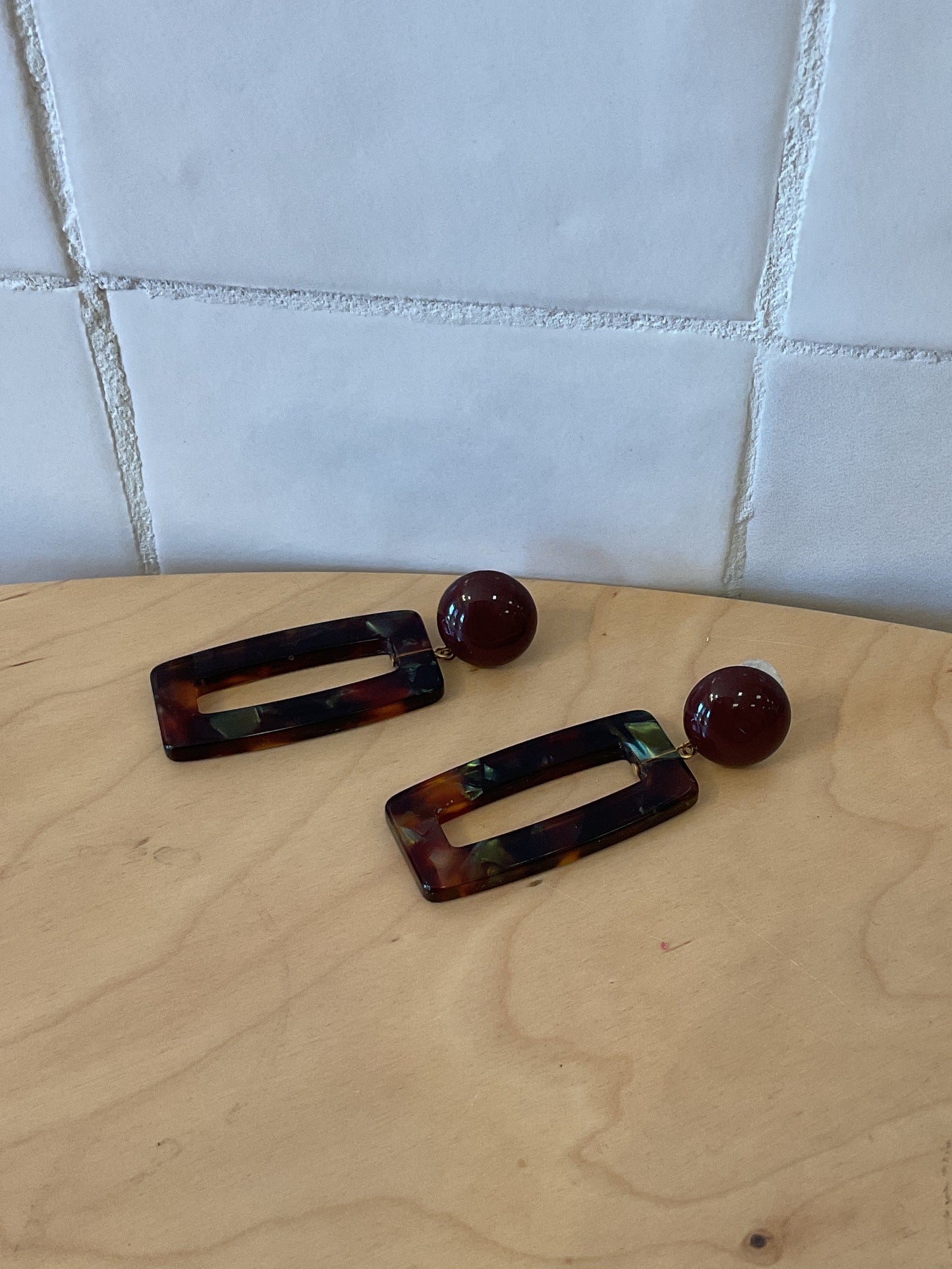 Pauline small earrings acetate brown & green