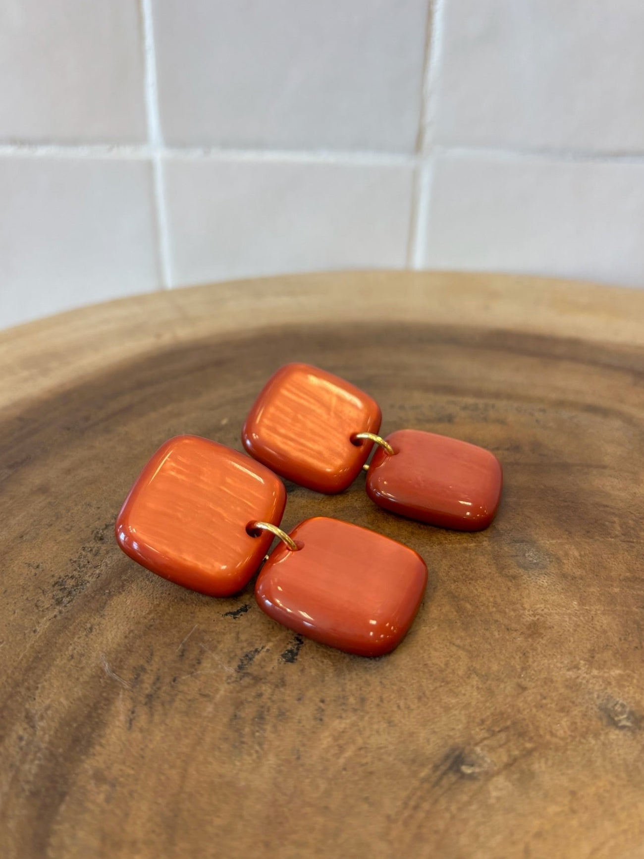 Rio Double Pierced Earrings Terracotta
